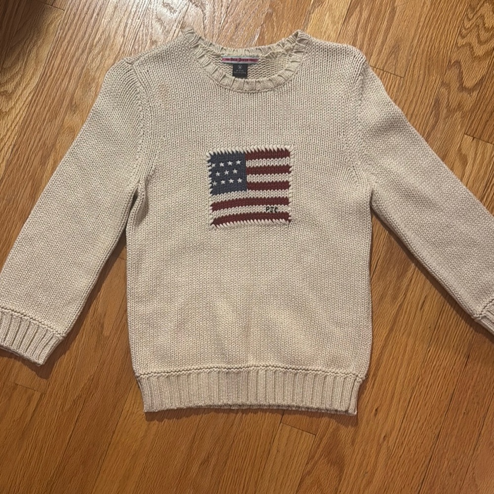 Polo Jeans - Ralph Lauren Cream Sweater with Flag Design